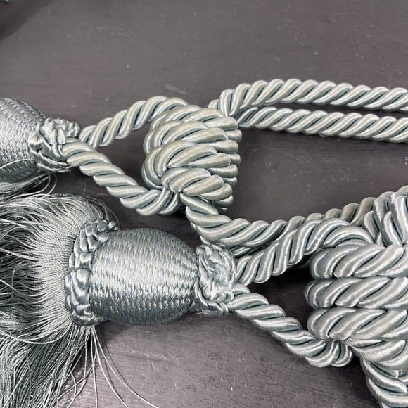 Vintage 4 Large Aqua Blue Twisted Rope Curtain Tie Backs Tassels 20 Inch - Picture 7 of 7